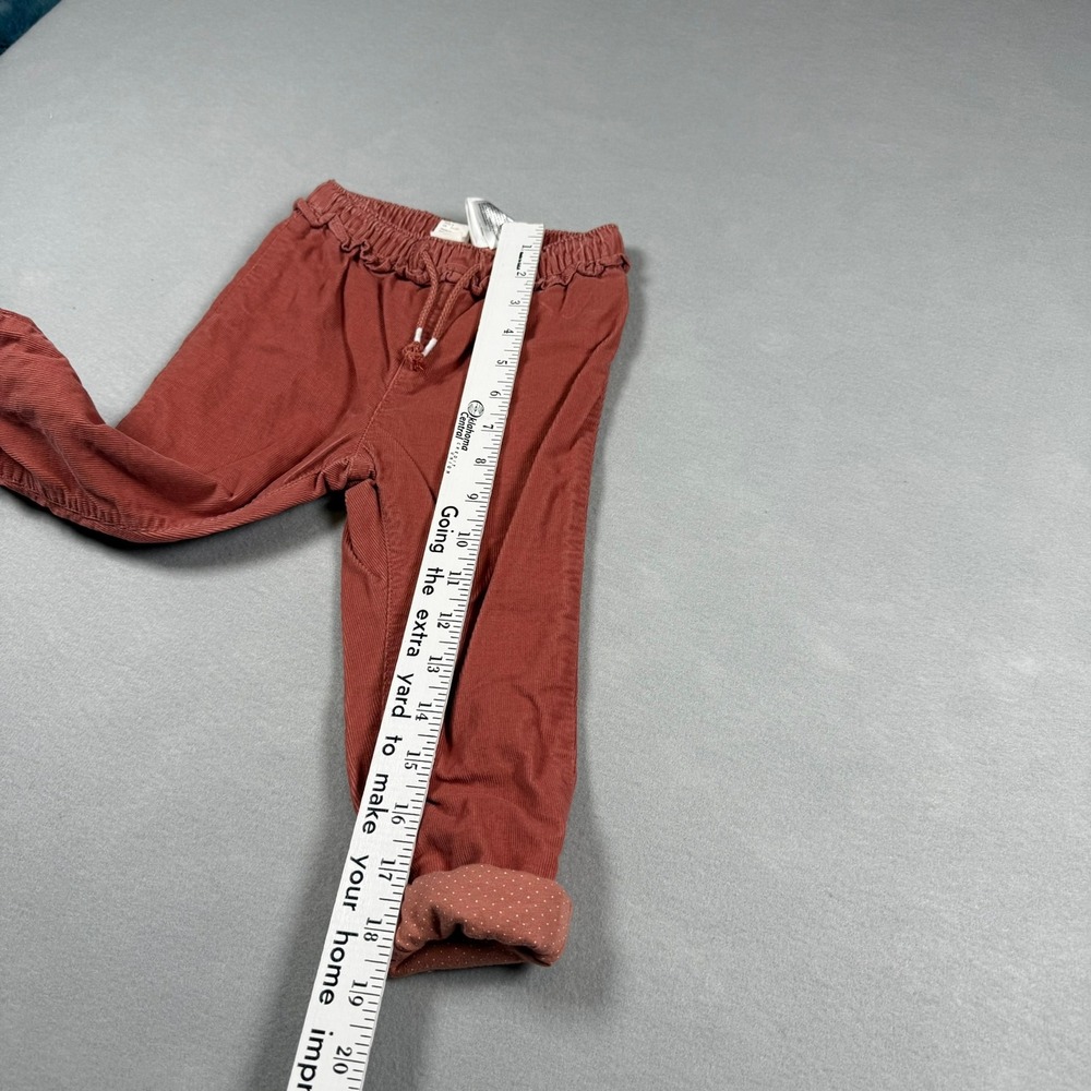 H&M Kids 2T Corduroy Pants Rust Orange Boho Cottagecore Elastic Waist Trousers - Picture 3 of 8